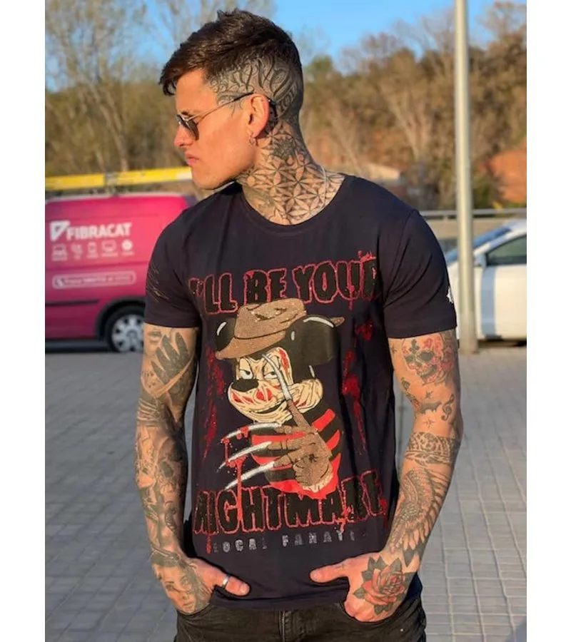 AGUANTARSE HOMBRES CAMISETA  FREDDY KRUEGER  AZUL