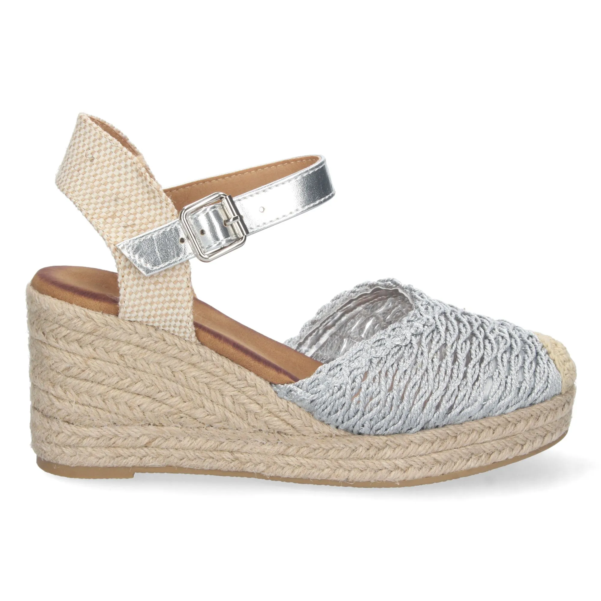 ALPARGATAS CUñA MEDIA EN YUTE PLATEADAS CóMODA MUJER KC2249