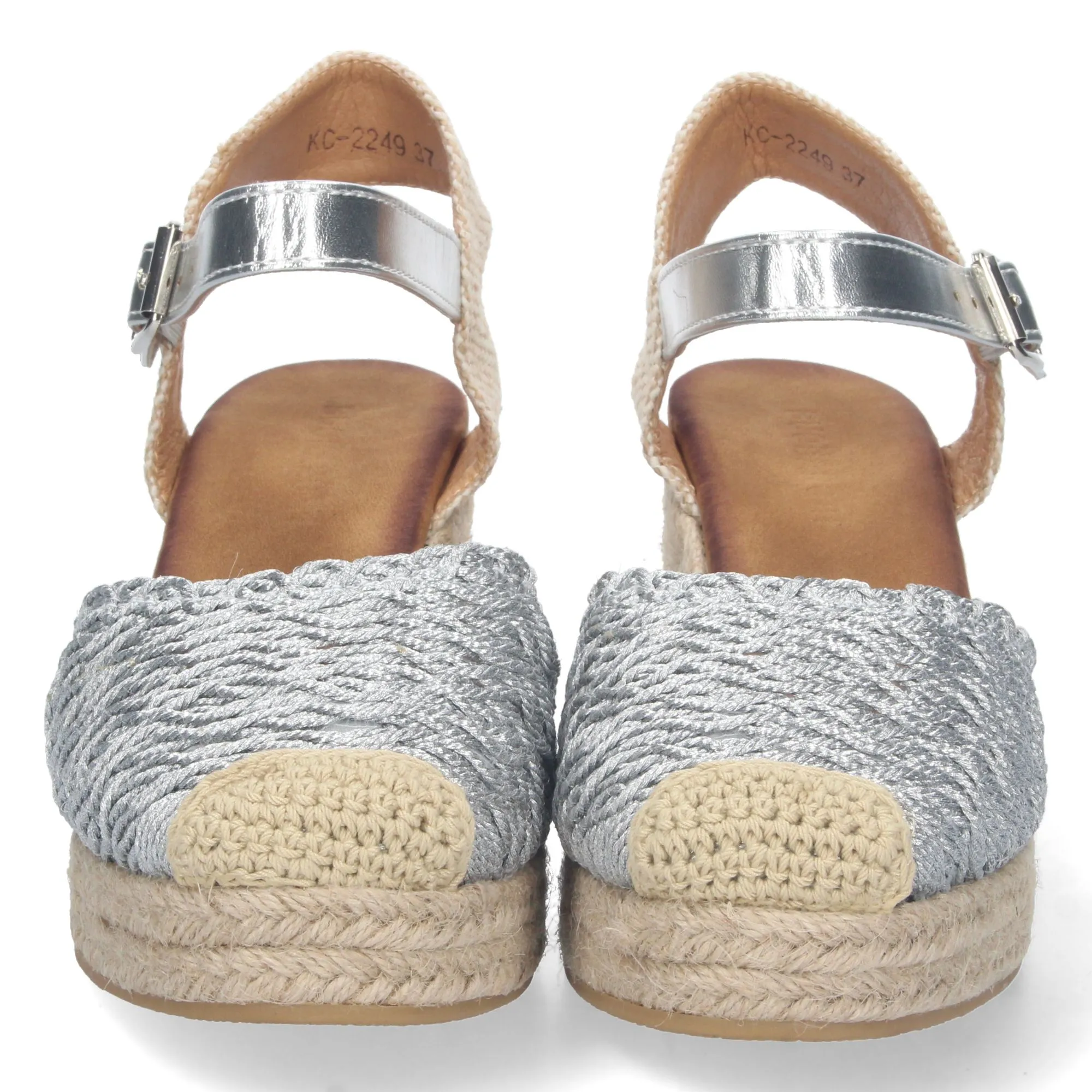 ALPARGATAS CUñA MEDIA EN YUTE PLATEADAS CóMODA MUJER KC2249