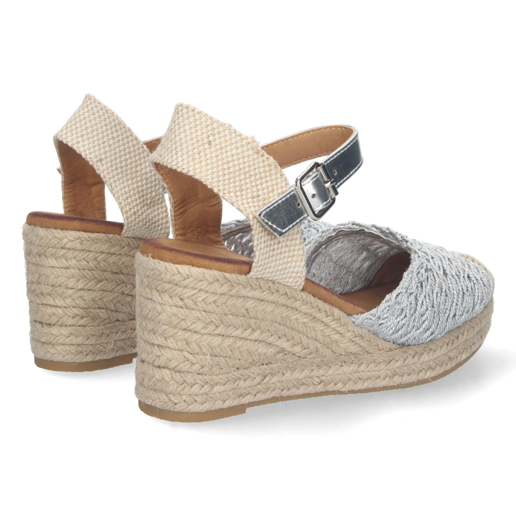 ALPARGATAS CUñA MEDIA EN YUTE PLATEADAS CóMODA MUJER KC2249