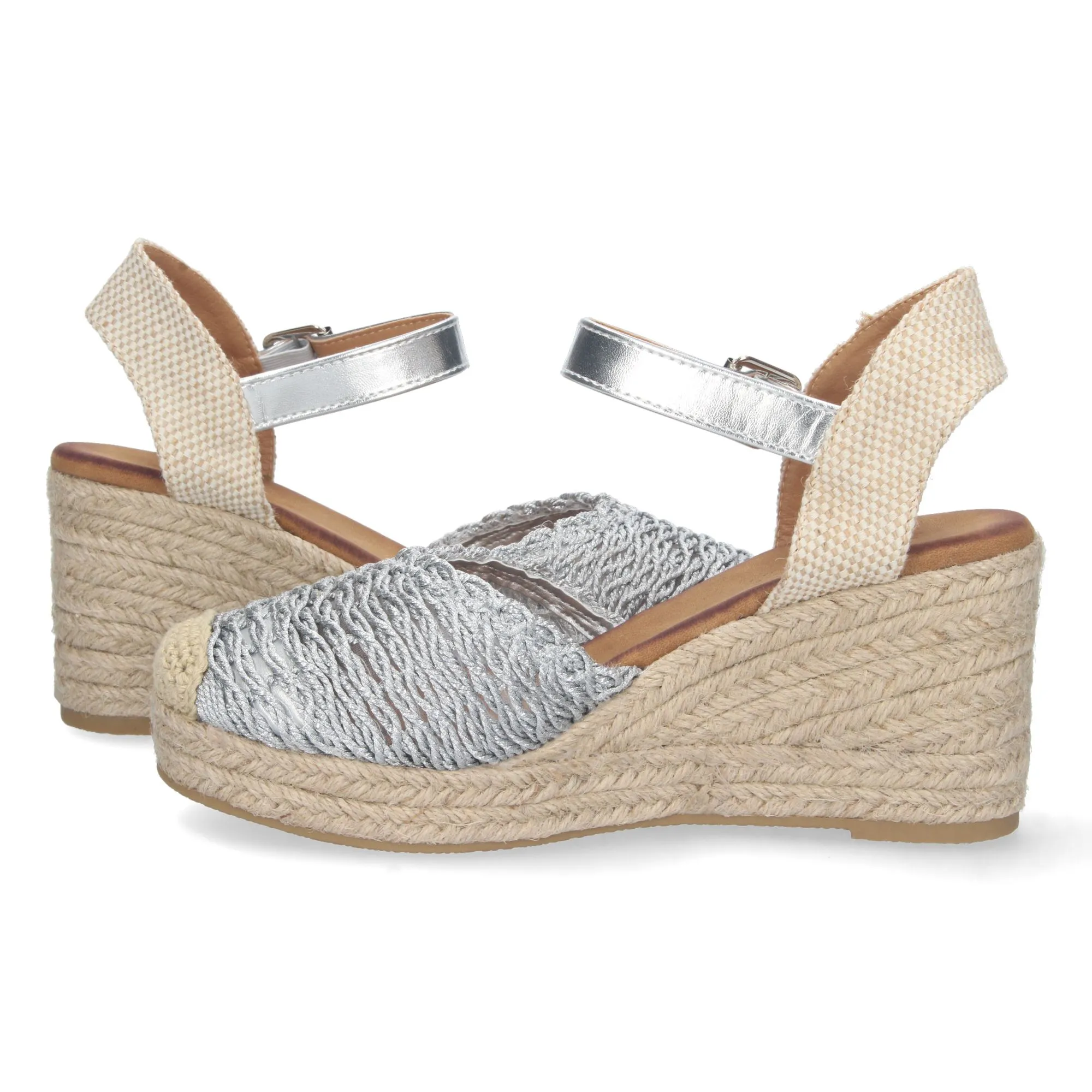 ALPARGATAS CUñA MEDIA EN YUTE PLATEADAS CóMODA MUJER KC2249