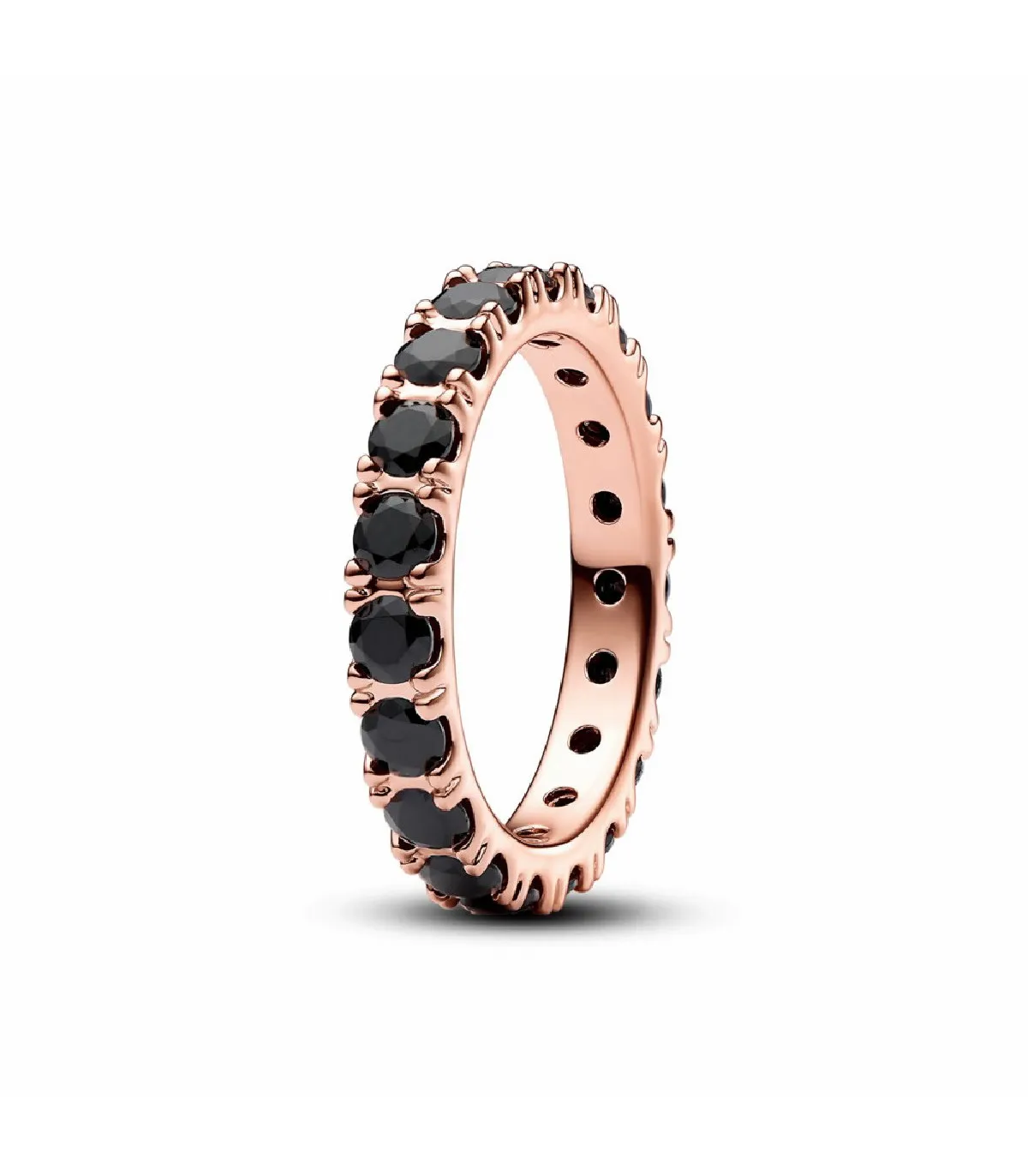 ANILLO PANDORA DE ETERNIDAD NEGRO CON FILA FRILLANTE  180050C02