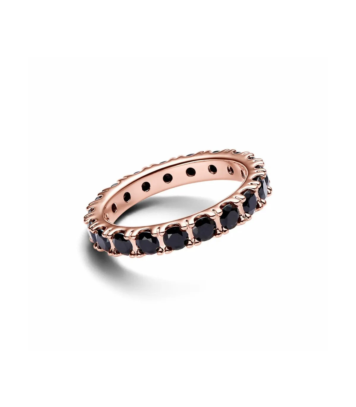 ANILLO PANDORA DE ETERNIDAD NEGRO CON FILA FRILLANTE  180050C02