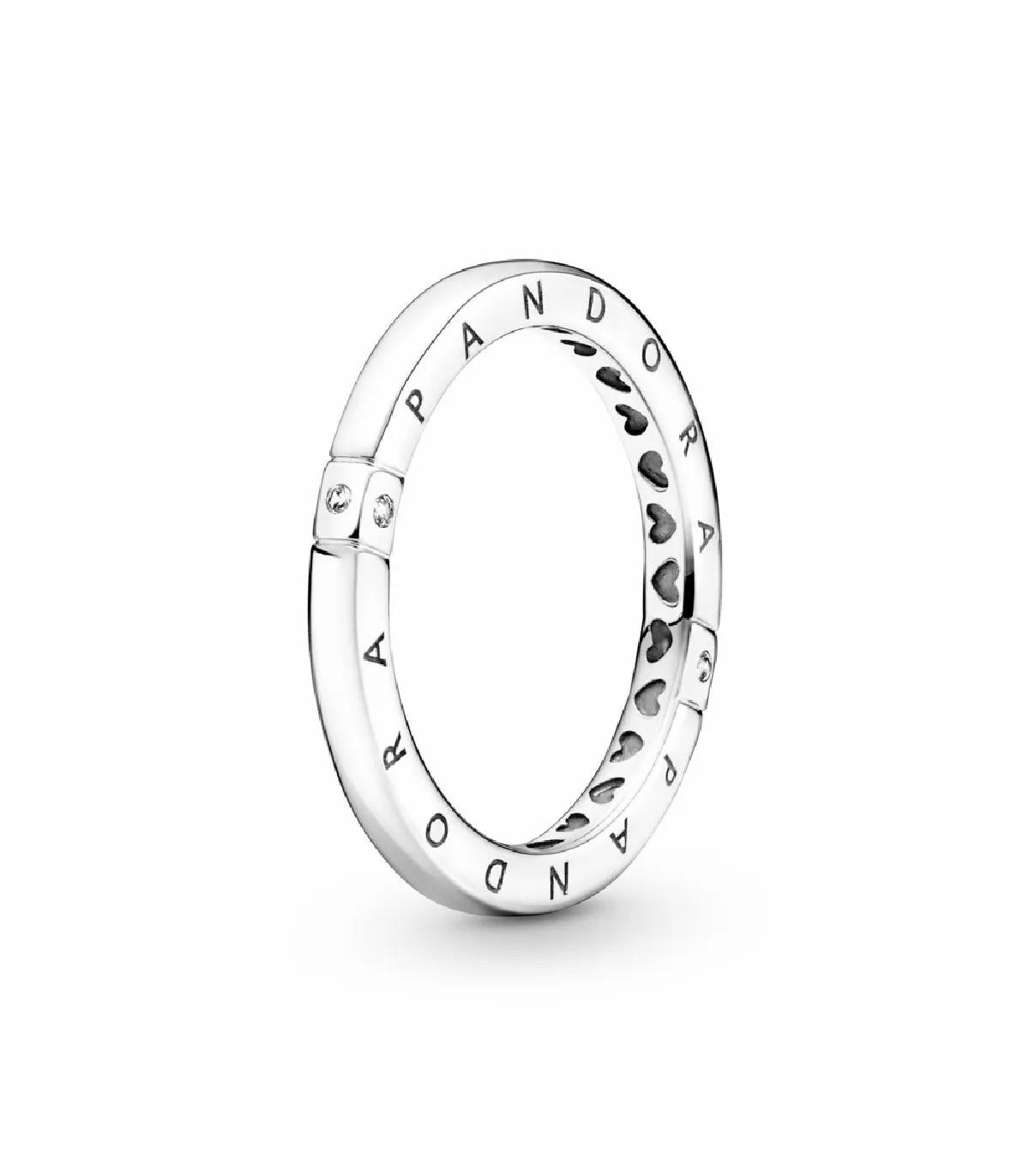 ANILLO PANDORA LOGOTIPO Y CORAZONES PLATA  199482C01