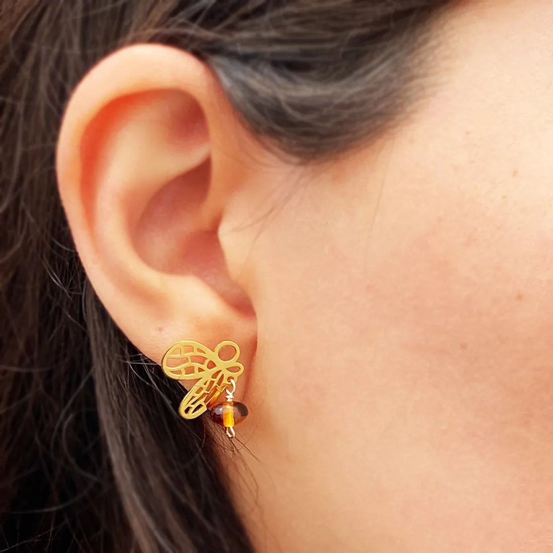 ARETES LUCIERNAGA  ORO