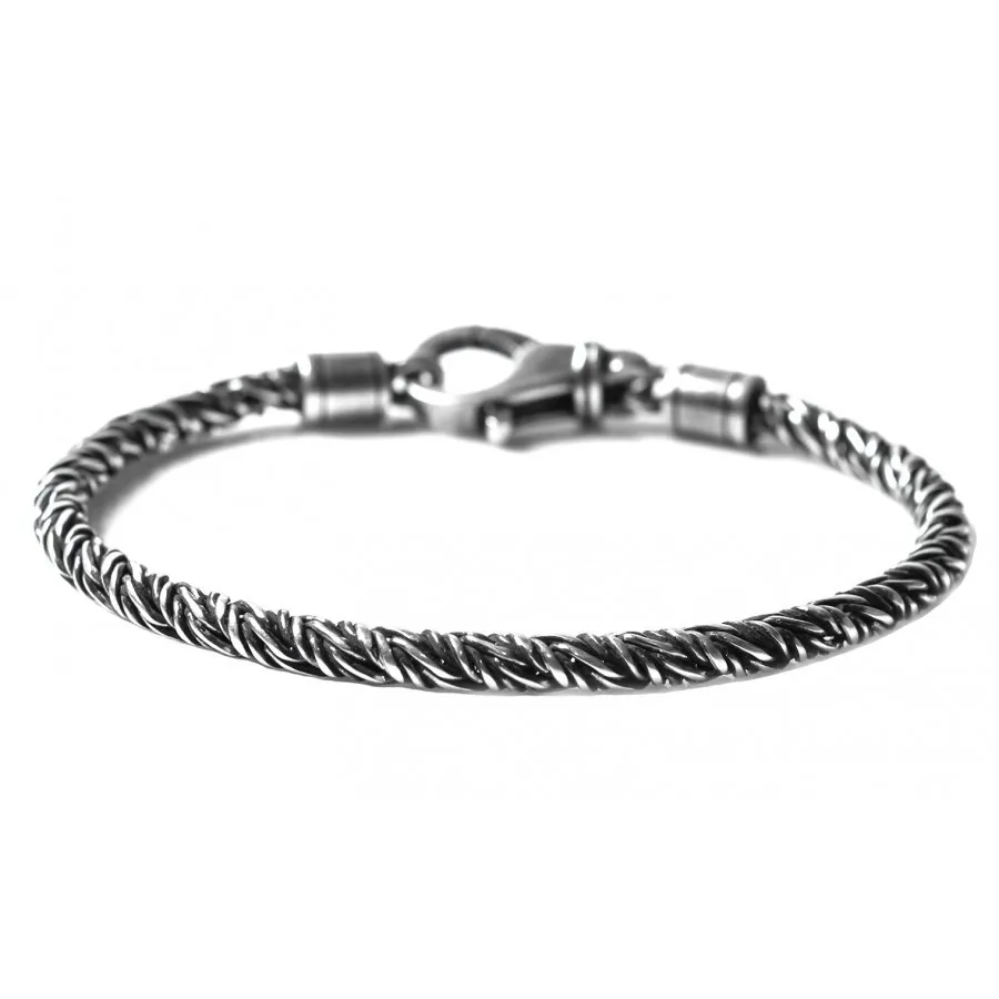 BHALL HOMBRE PULSERA PLATA 925 CUERDA MADE IN ITALY NUEVO