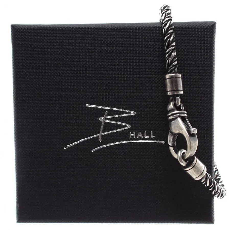 BHALL HOMBRE PULSERA PLATA 925 CUERDA MADE IN ITALY NUEVO