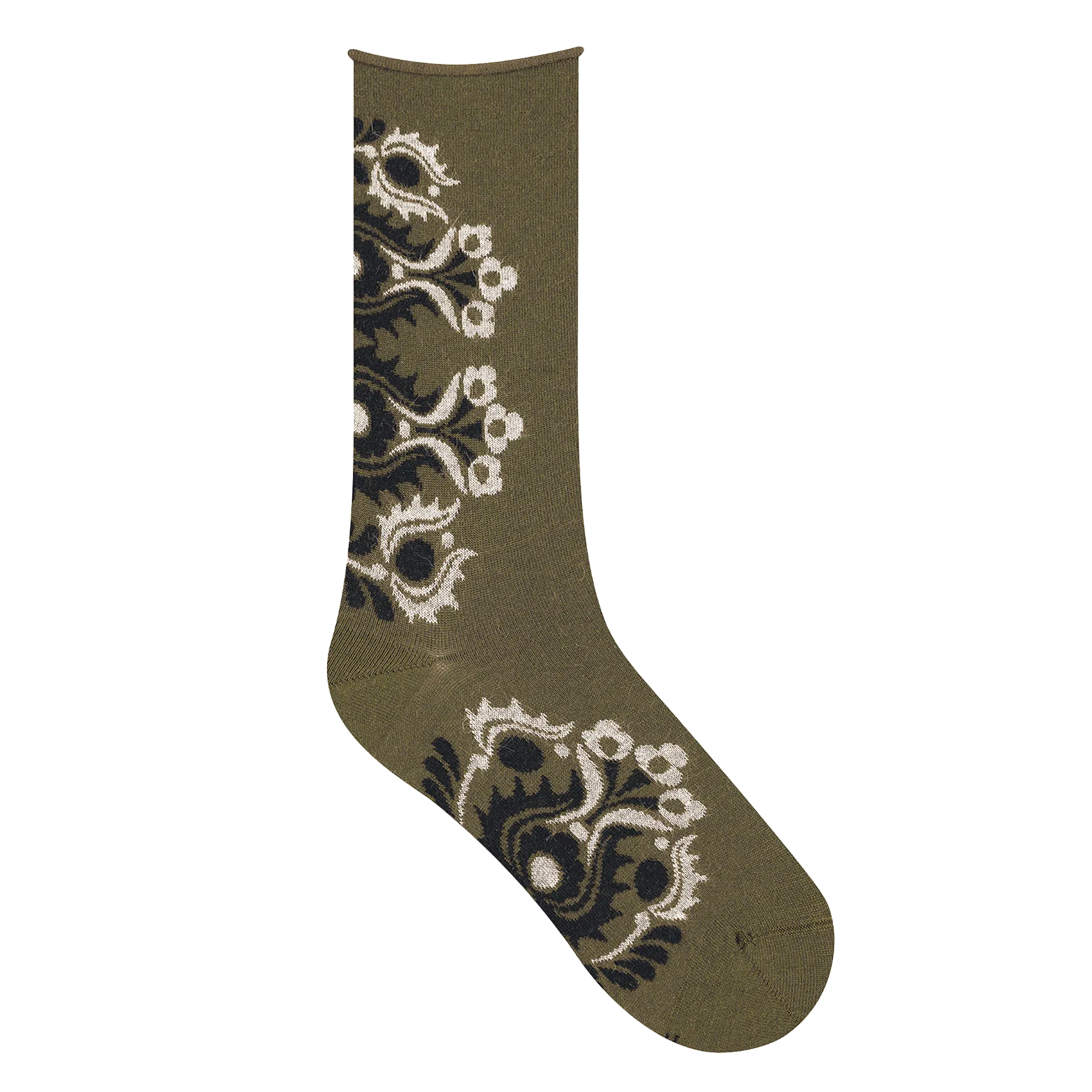 BLEUFORET FOLKE  CALCETINES DE LANA MEZCLADA ESTAMPADOS EN CAQUI