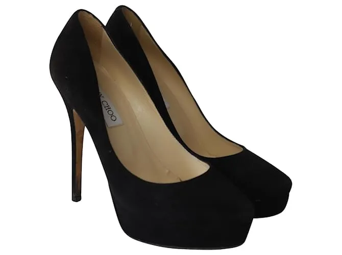 Bombas de plataforma cósmica de Jimmy Choo en ante negro 