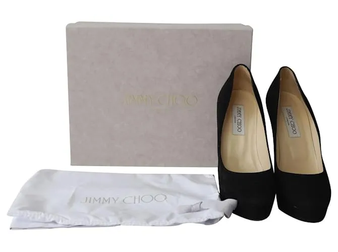 Bombas de plataforma cósmica de Jimmy Choo en ante negro 