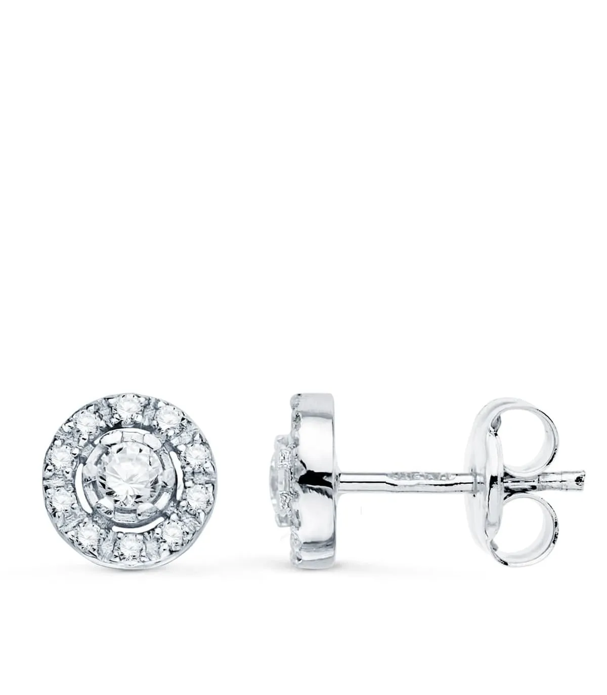 Boucles d'oreilles fille motif cercle Or 750 blanc