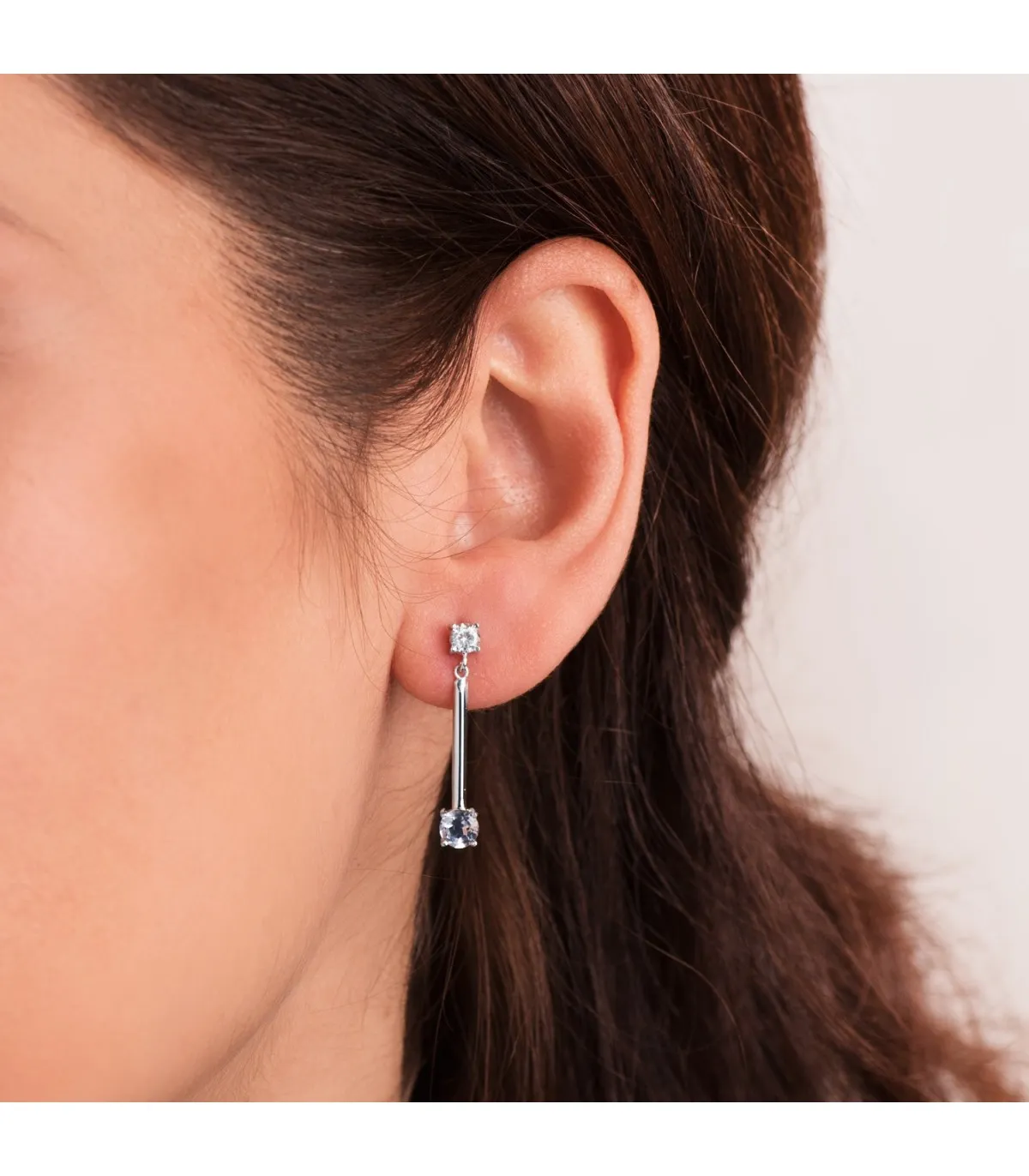 Boucles D'oreilles Lucero Or blanc 18K Topaze Bleue