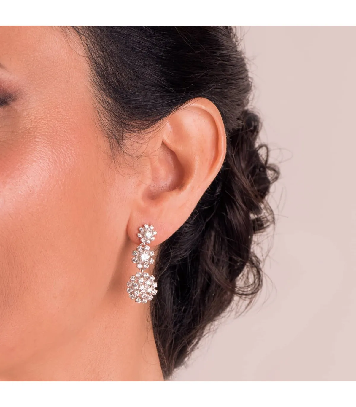 Boucles d'oreilles mariage Dame Katrina Or blanc 18k