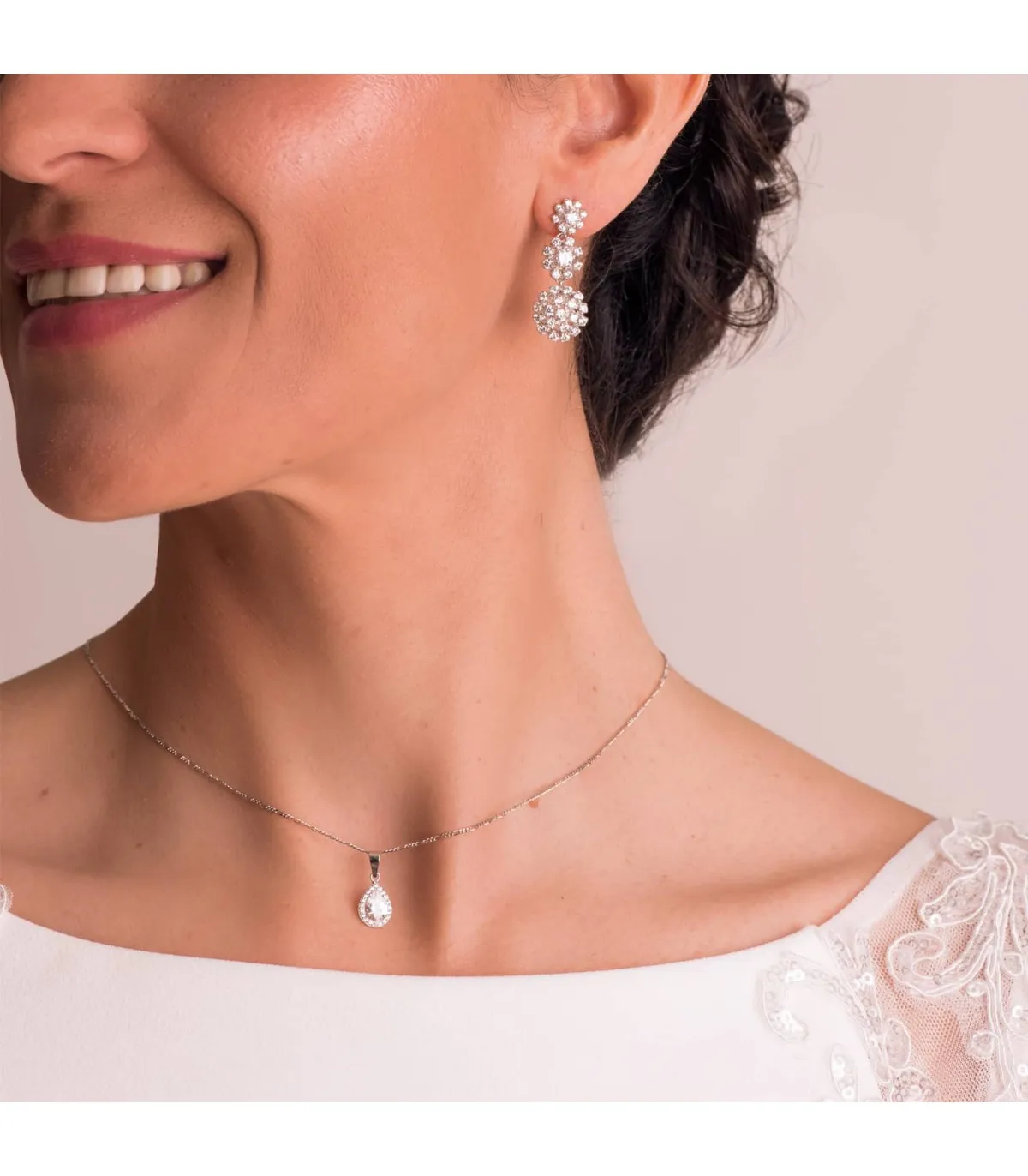 Boucles d'oreilles mariage Dame Katrina Or blanc 18k