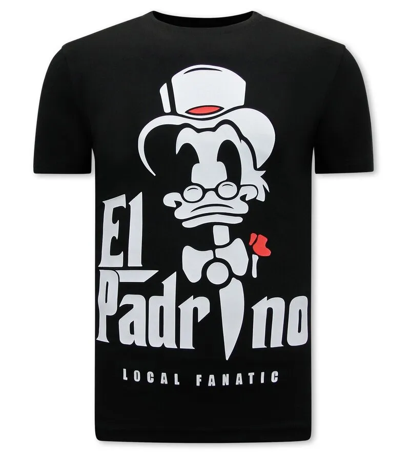CAMISETA CON ESTAMPADO EL PADRINO  NEGRO