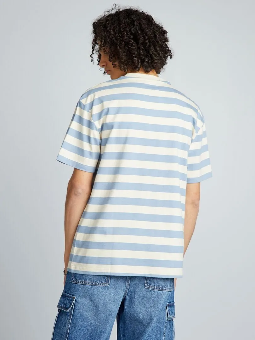CAMISETA DE ALGODóN A RAYAS  BEIGE