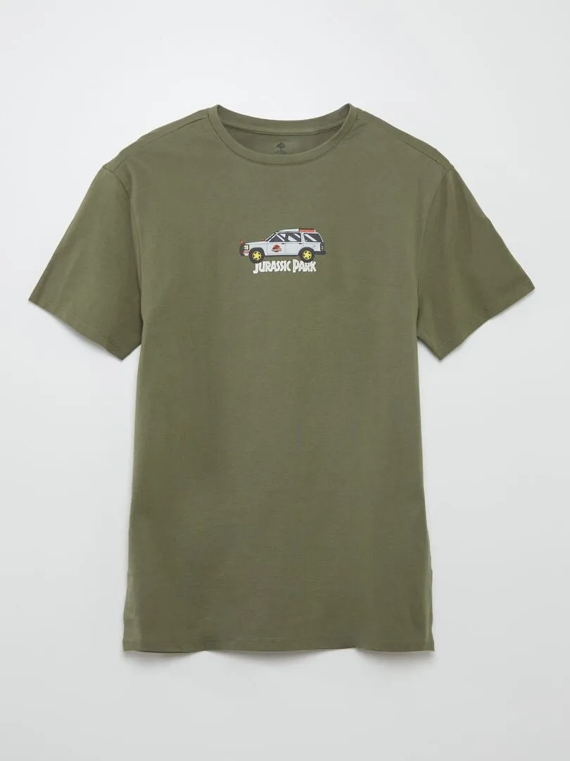 CAMISETA DE ALGODóN CON CUELLO 'JURASSIC PARK'  VERDE