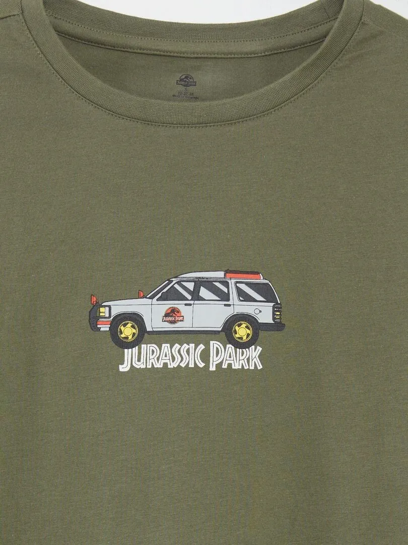 CAMISETA DE ALGODóN CON CUELLO 'JURASSIC PARK'  VERDE
