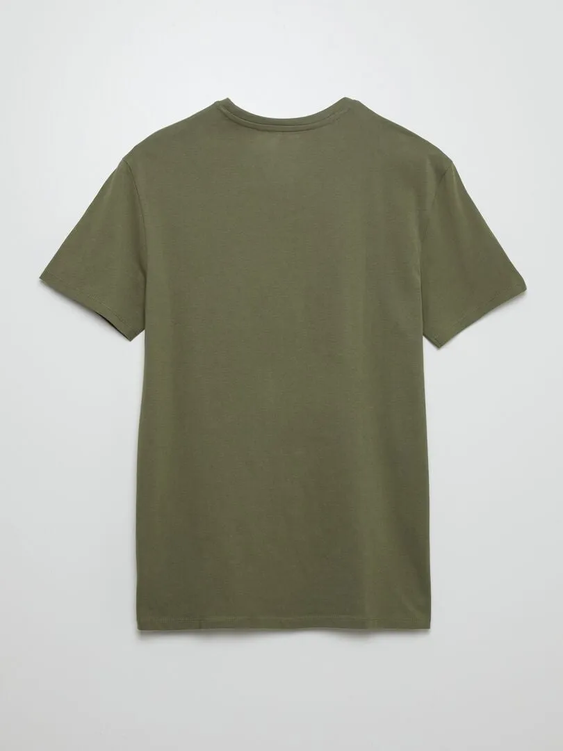 CAMISETA DE ALGODóN CON CUELLO 'JURASSIC PARK'  VERDE