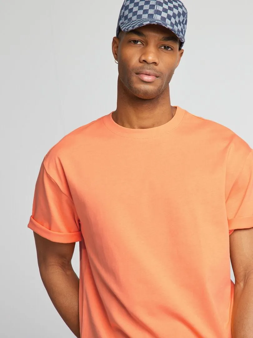 CAMISETA DE ALGODóN LISA  NARANJA