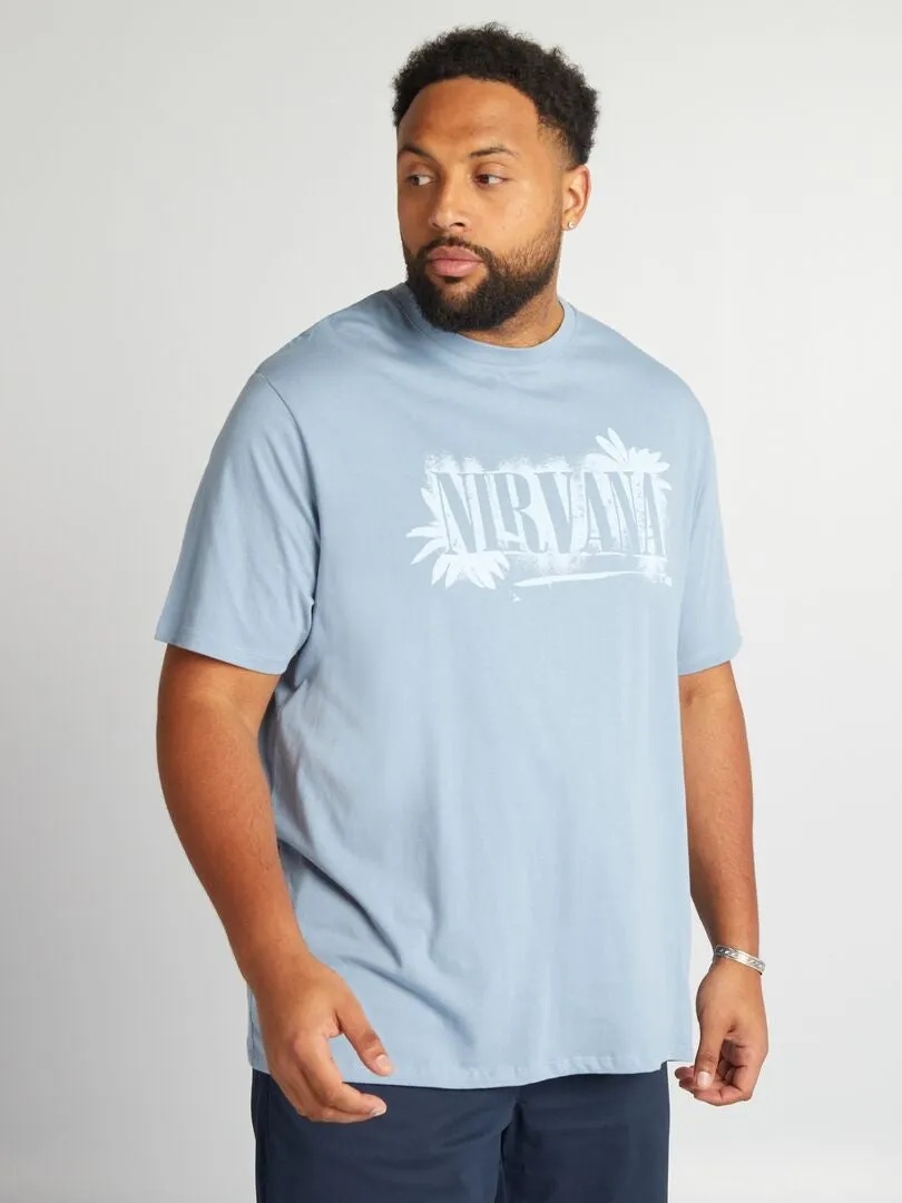 CAMISETA DE MANGA CORTA 'NIRVANA'  AZUL