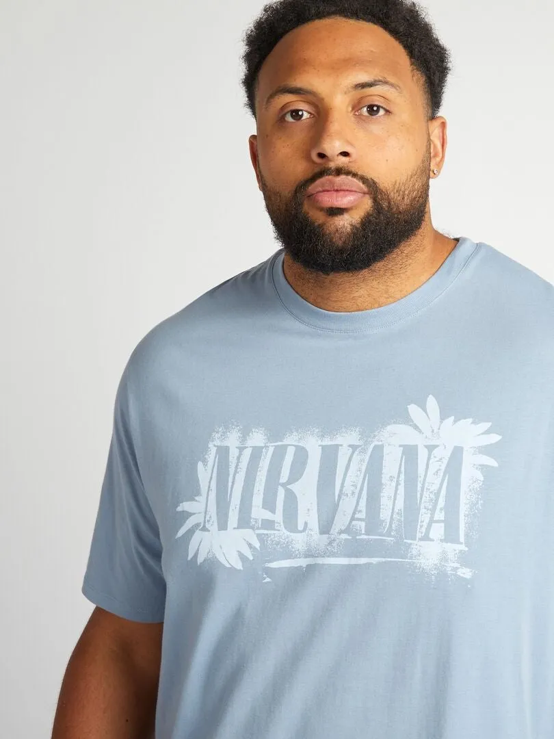 CAMISETA DE MANGA CORTA 'NIRVANA'  AZUL