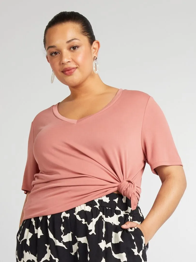 CAMISETA ELáSTICA DE MANGA CORTA  ROSA
