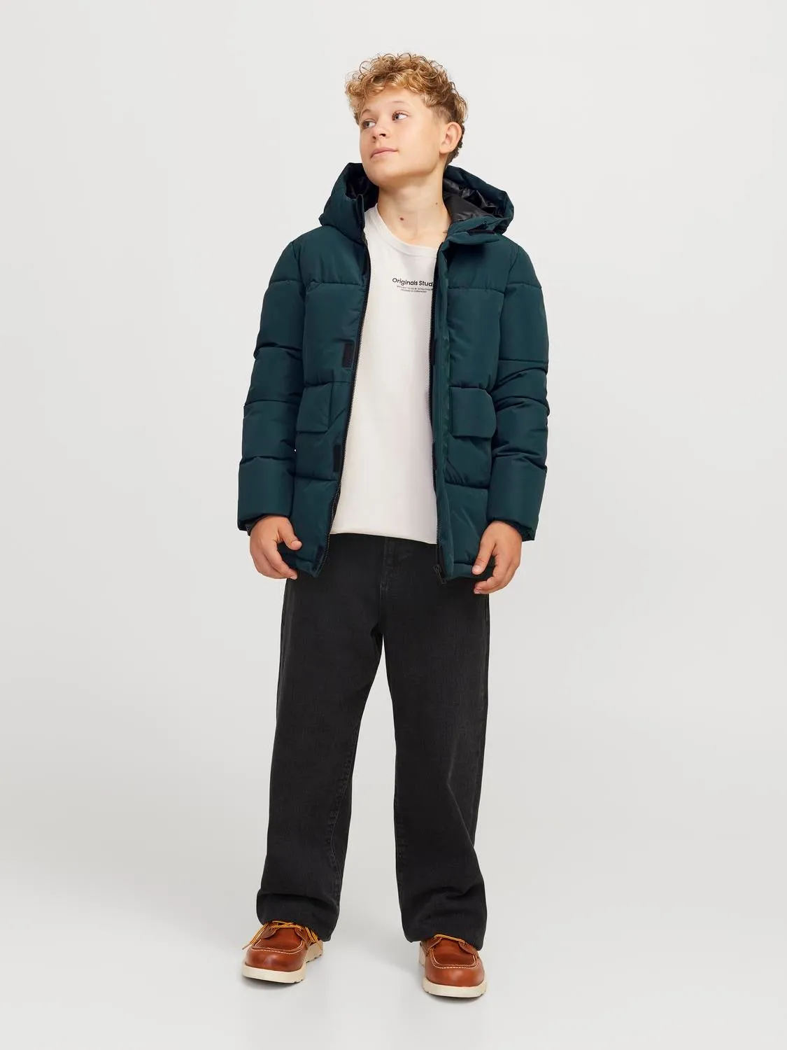Chaqueta corta acolchada Junior | Verde intermedio | Jack & Jones®