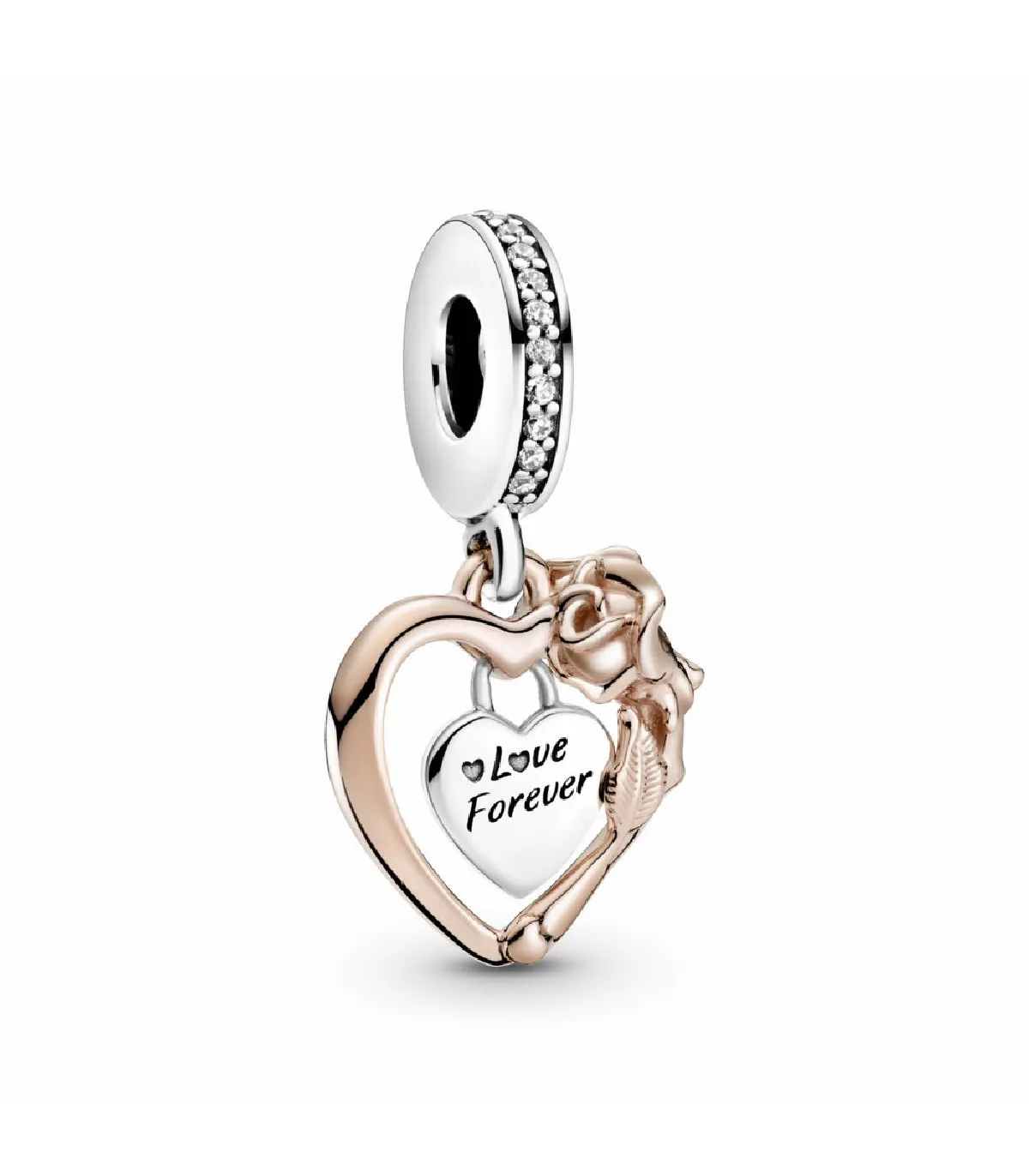 CHARM COLGANTE PANDORA CORAZóN Y FLOR ROSE  789290C01