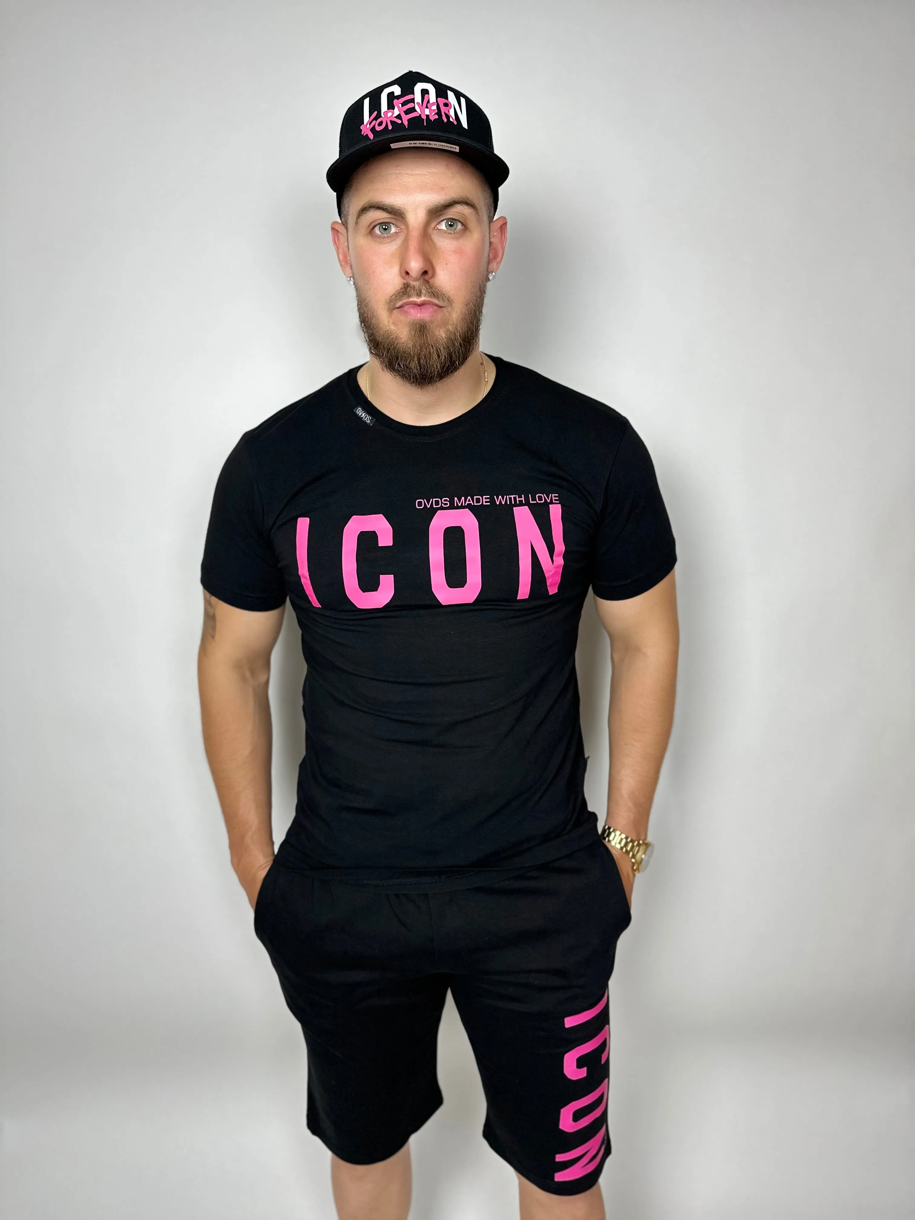 CONJUNTO OVDS  21088BASIC NEGRO/ROSA