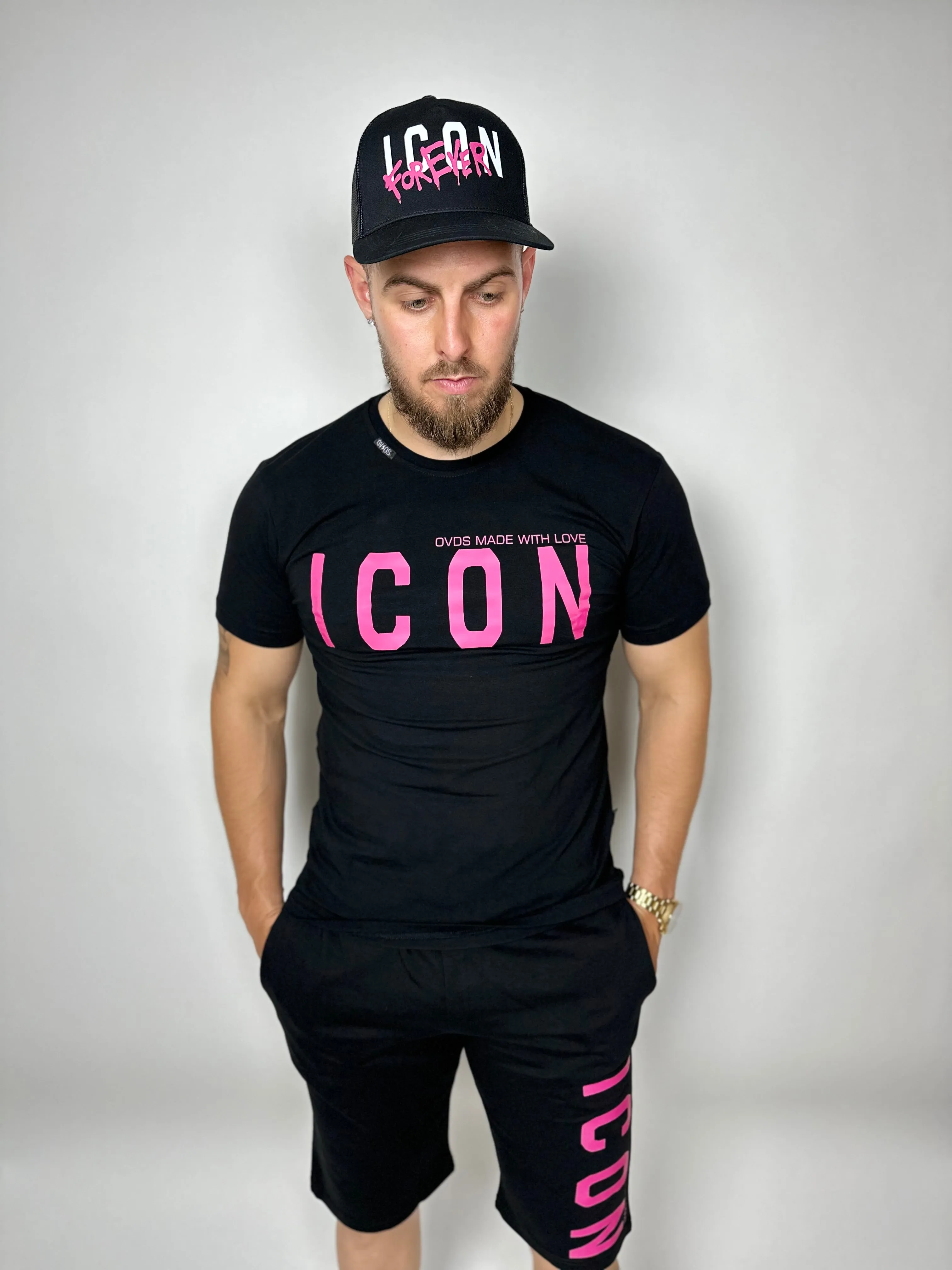 CONJUNTO OVDS  21088BASIC NEGRO/ROSA