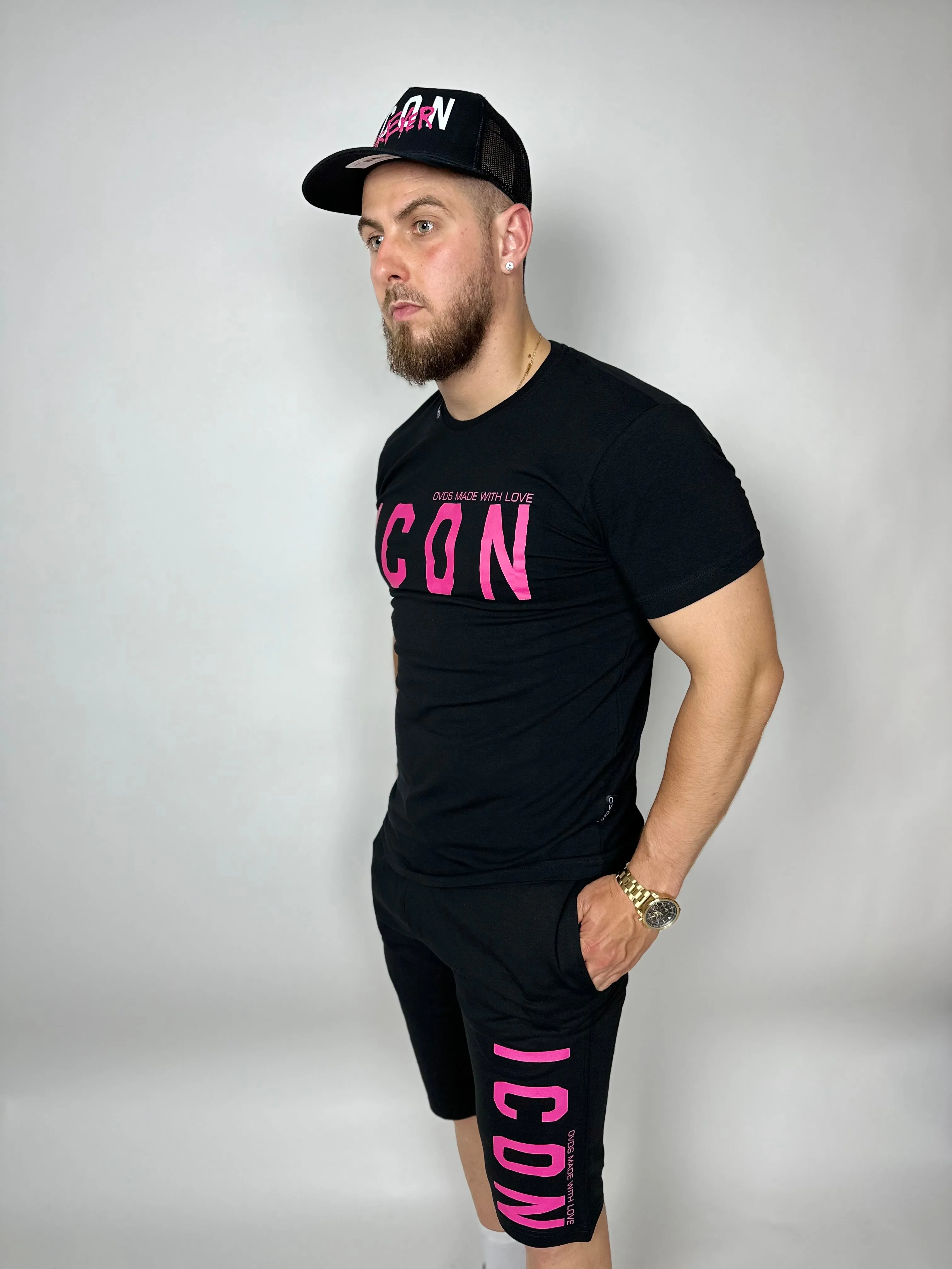 CONJUNTO OVDS  21088BASIC NEGRO/ROSA