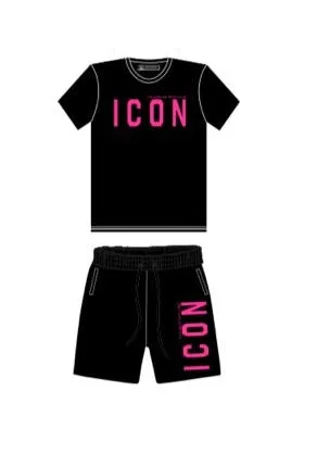 CONJUNTO OVDS  21088BASIC NEGRO/ROSA