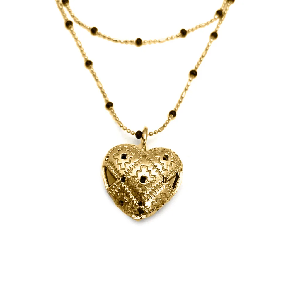DIJE CORAZóN CHENTEO  CHAPA DE ORO