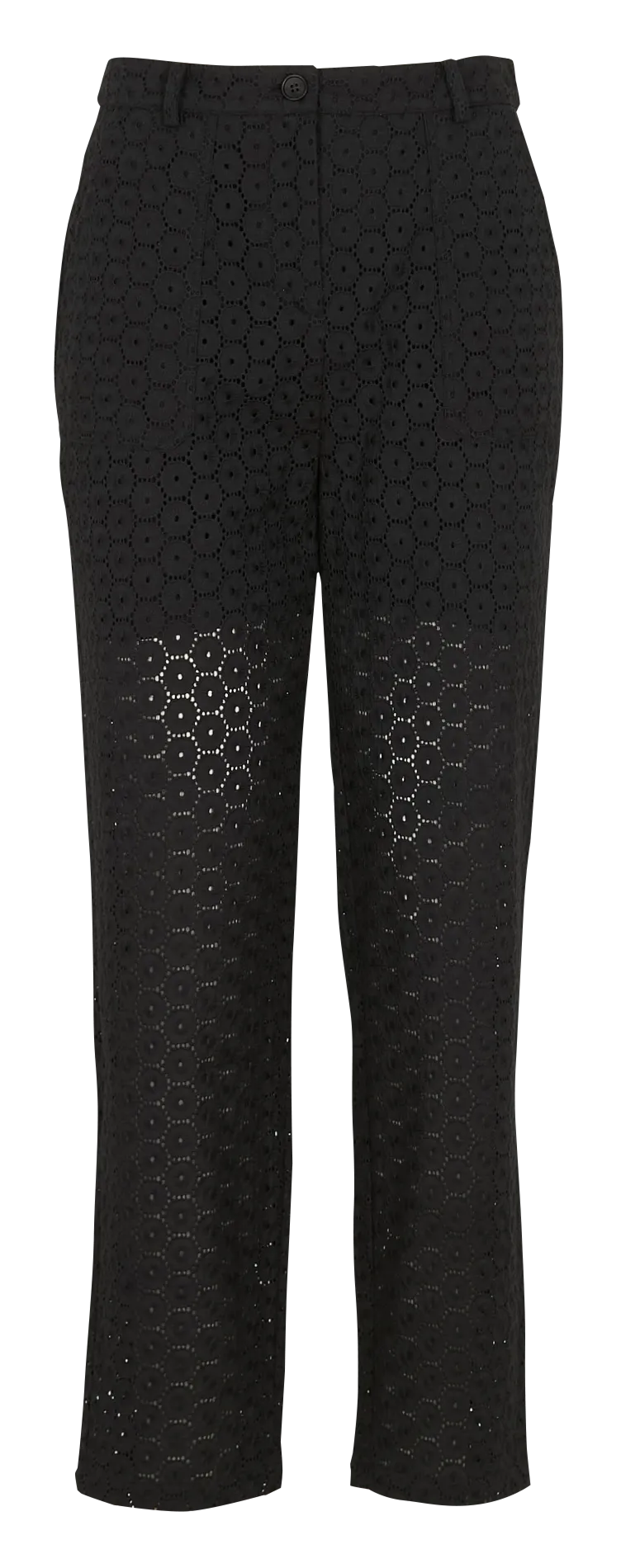 EKYOG RODESS  PANTALóN RECTO BORDADO DE ALGODóN ORGáNICO EN NEGRO