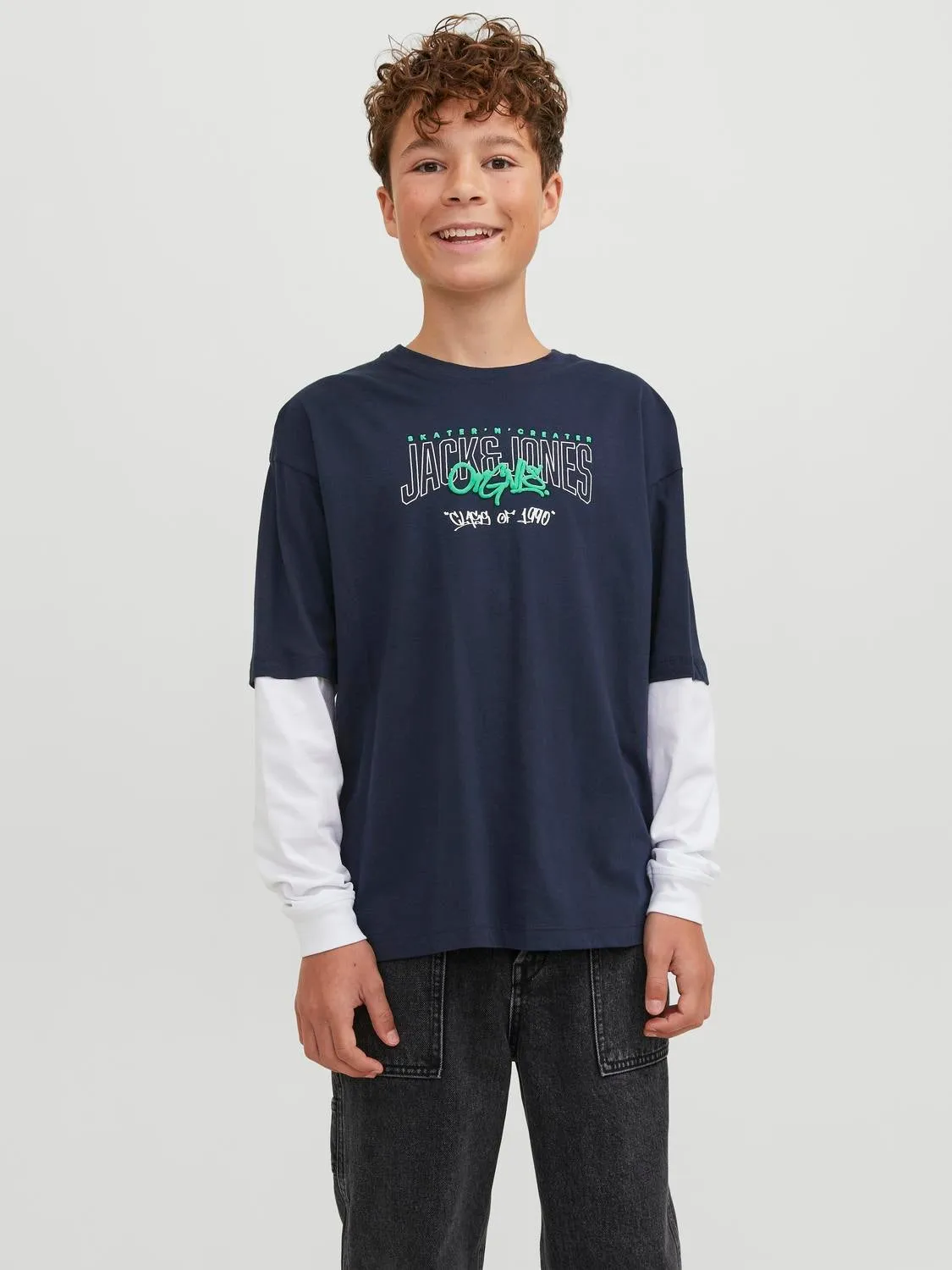 Estampado Camiseta Junior | Azul oscuro | Jack & Jones®