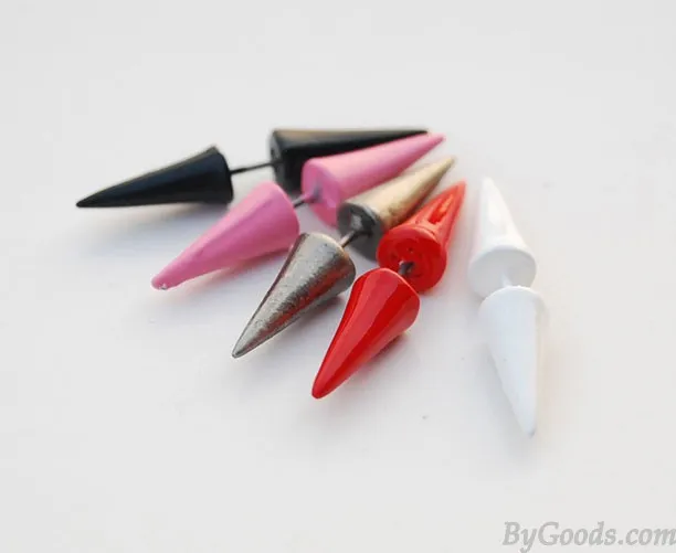 Fashion Punk Style 3D Bullet Rivet Cone Earrings