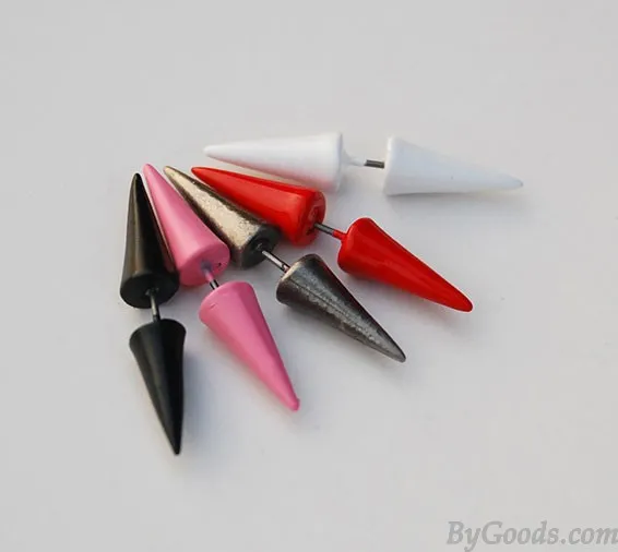 Fashion Punk Style 3D Bullet Rivet Cone Earrings