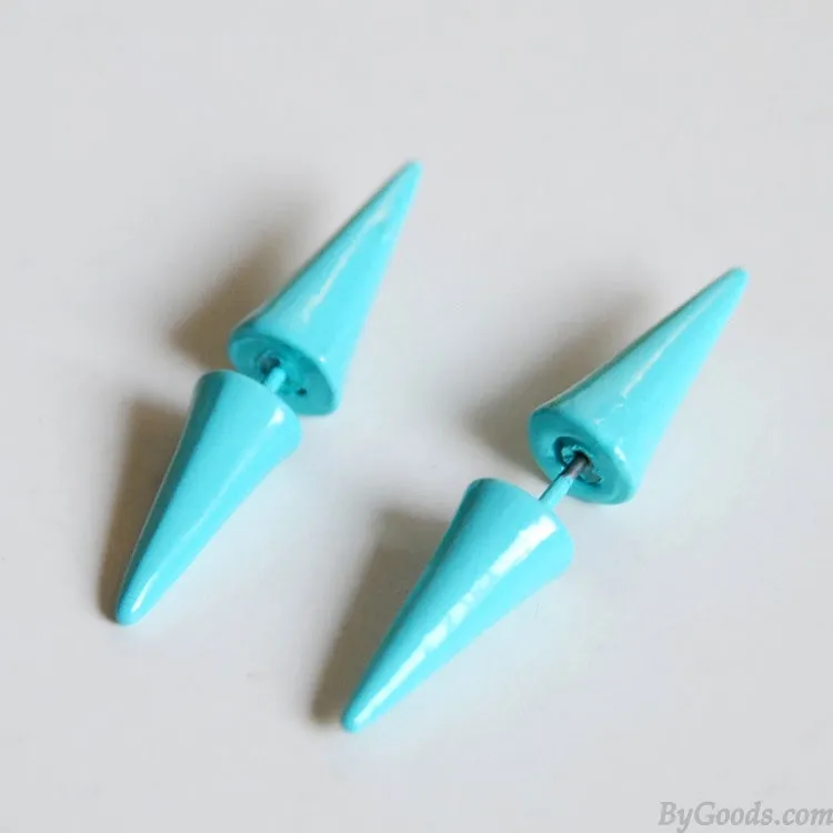 Fashion Punk Style 3D Bullet Rivet Cone Earrings