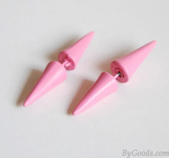 Fashion Punk Style 3D Bullet Rivet Cone Earrings