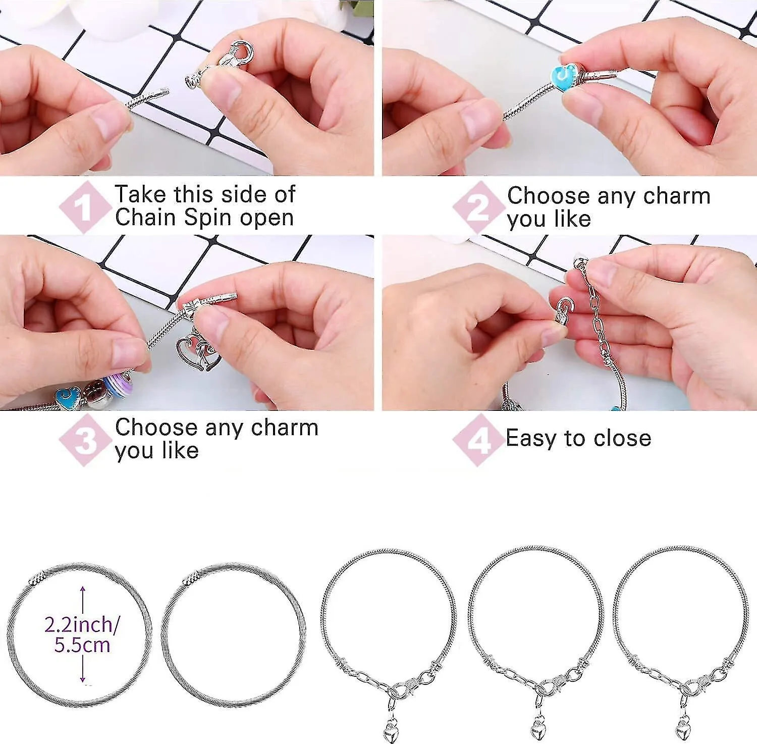 LAUCENTRAL CADEAU FILLE 512 ANS, ENFANT JOUET, PANDORA BRACELET BIJOUX ENFANTS FILLE, CHARMS BRACELET KIT FABRICATION CREATION 