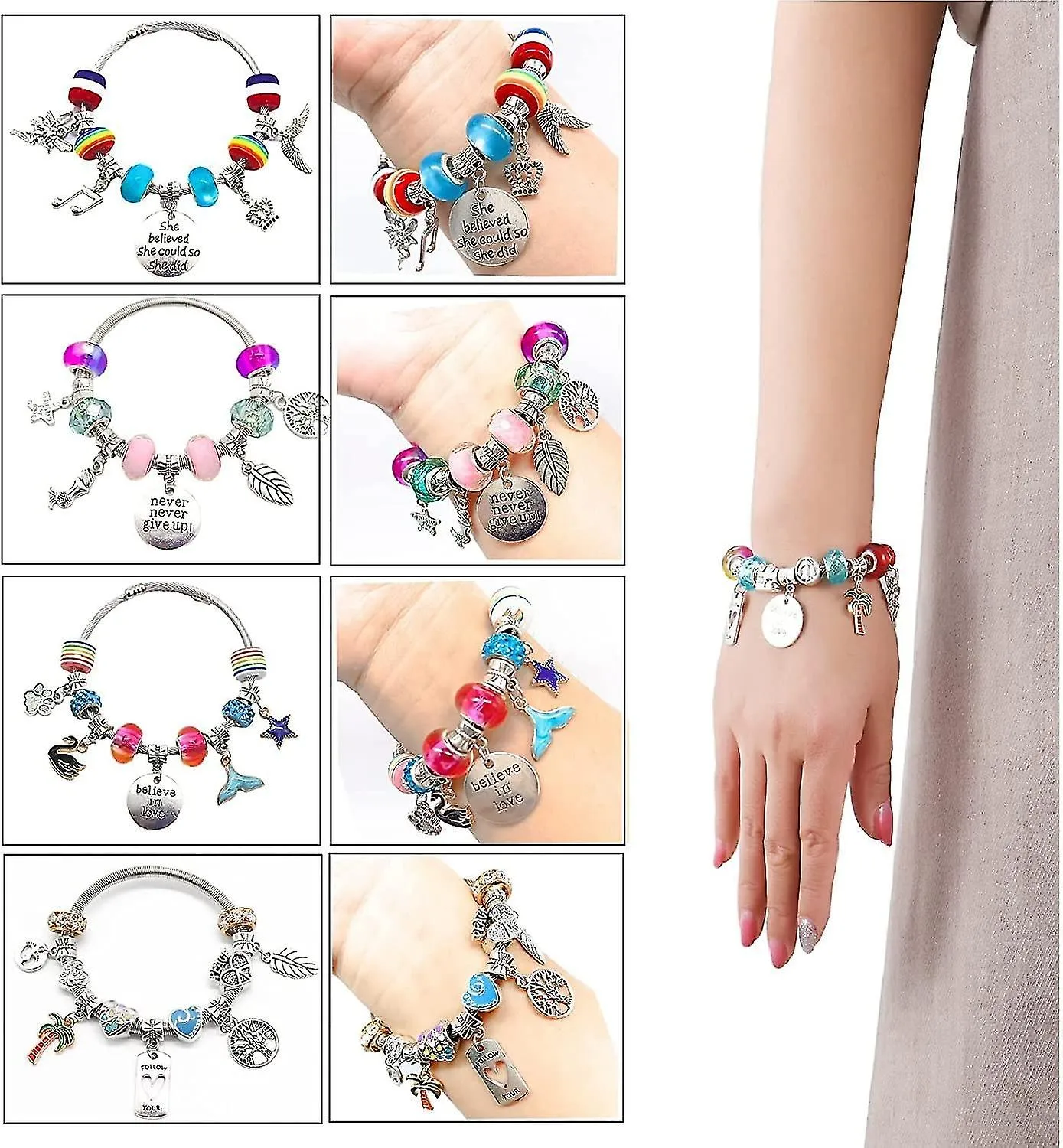 LAUCENTRAL CADEAU FILLE 512 ANS, ENFANT JOUET, PANDORA BRACELET BIJOUX ENFANTS FILLE, CHARMS BRACELET KIT FABRICATION CREATION 