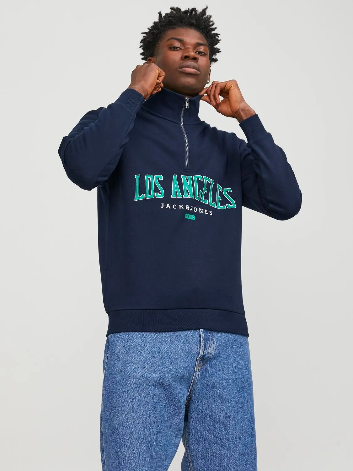 Media cremallera Estampado | Azul oscuro | Jack & Jones®