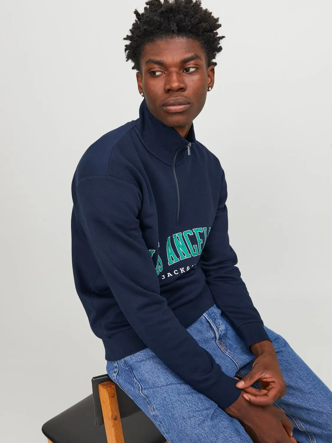 Media cremallera Estampado | Azul oscuro | Jack & Jones®