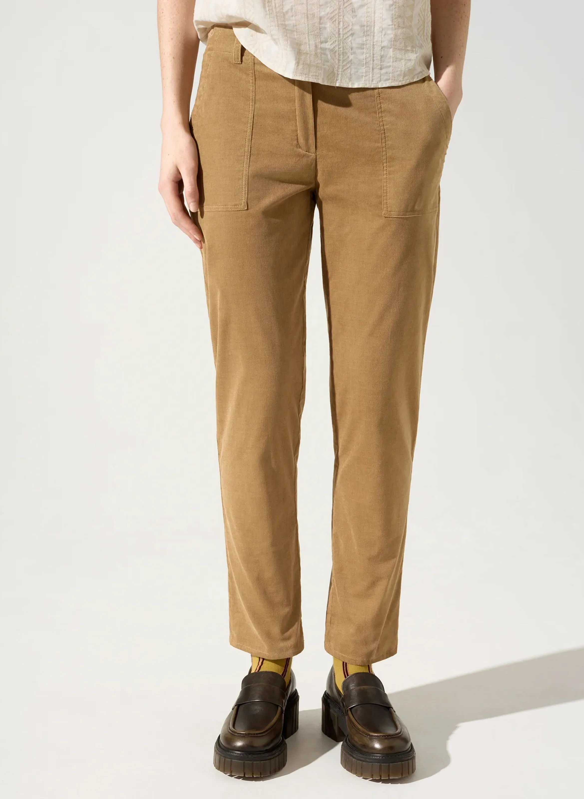 MILA  PANTALóN DE ALGODóN MEZCLADO RECTO EN MARRON