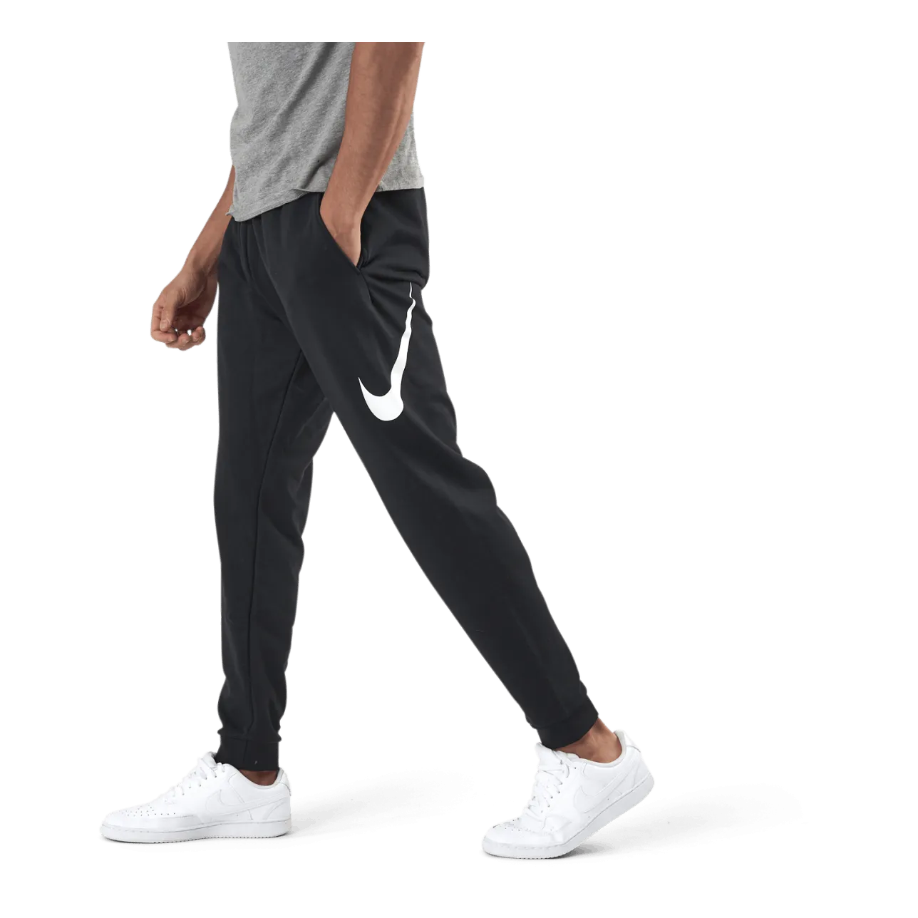 NIKE DRIFIT MEN'S TAPERED TRAINING PANTS BLACK/WHITE
