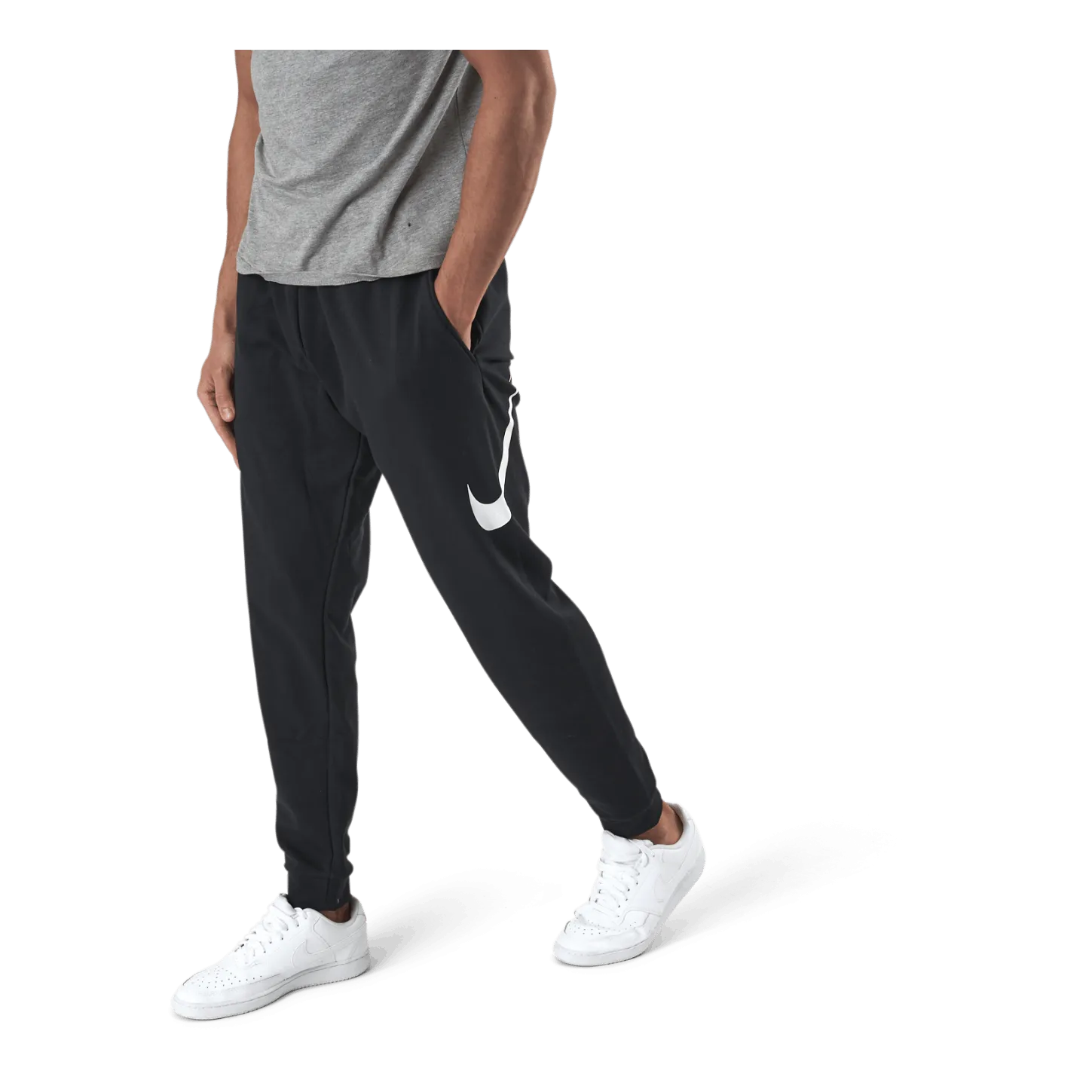 NIKE DRIFIT MEN'S TAPERED TRAINING PANTS BLACK/WHITE