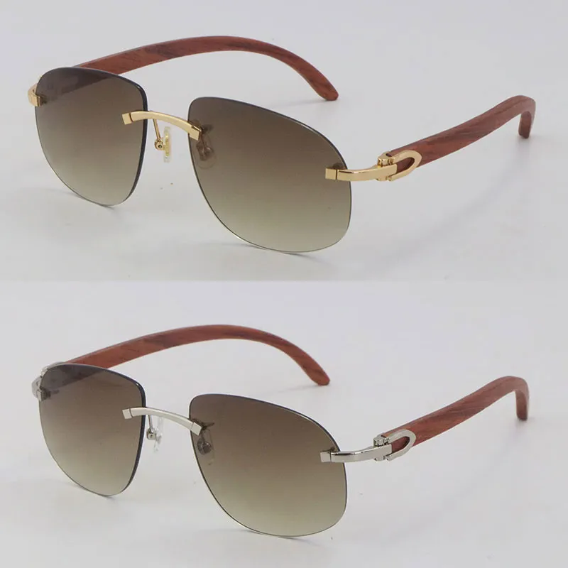 Nuevas gafas de sol de madera azul sin montura de metal Gafas de sol de madera de lujo Hombre Oro de 18 quilates Moda Adumbral d