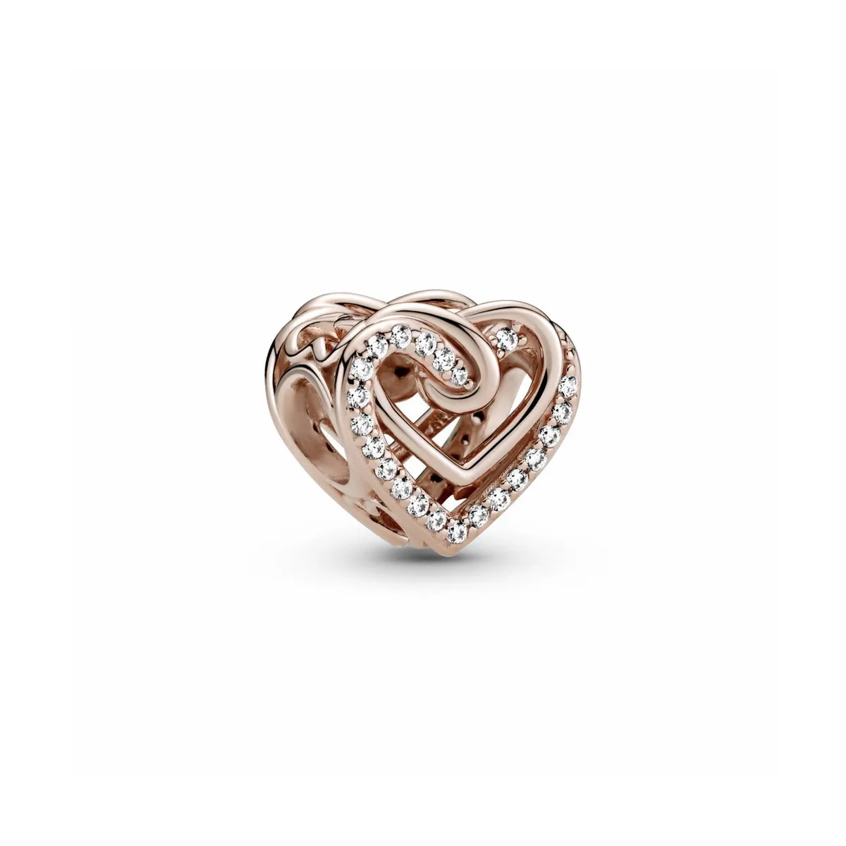 PANDORA CHARM ROSE CORAZONES BRILLANTES ENLAZADOS  PANDORA
