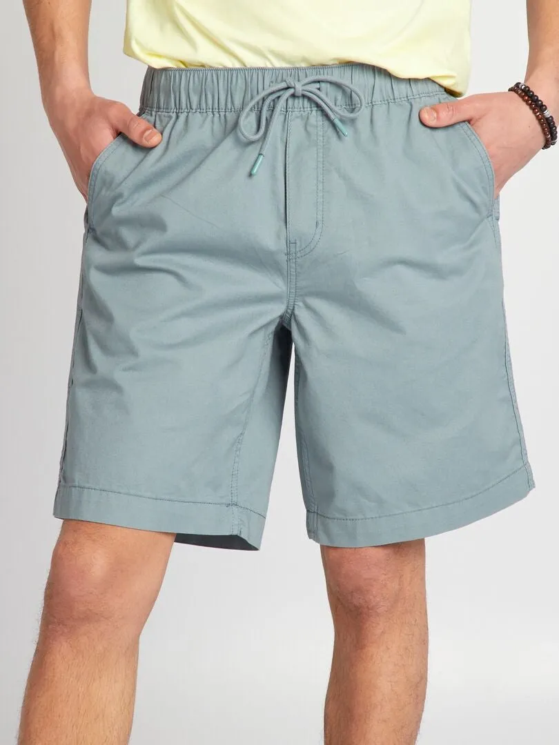 PANTALóN CORTO RECTO CON CINTURA ELáSTICA  AZUL